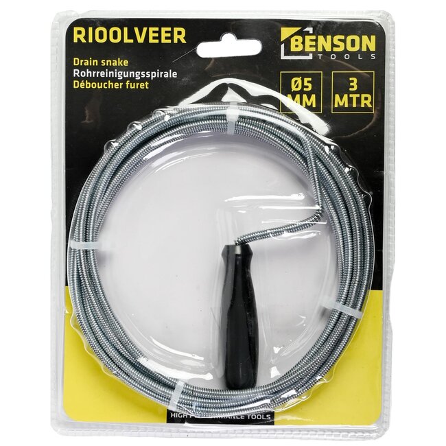 Benson Rioolveer - 3 meter - Kurkentrekker kop - Met handel