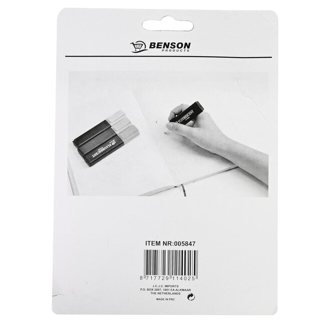 Benson 4-delige markeerstiftenset - fluorescerend - geschuinde punt - 2-5 mm - helder polypropyleen