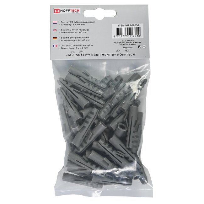 Benson Pluggen - Ø 8 mm x 40 mm - Nylon - 50 stuks - Weerbestendig