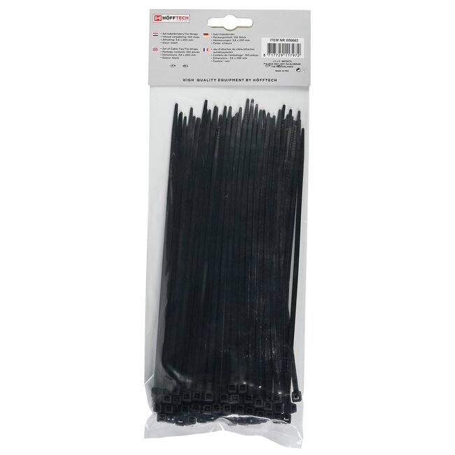 Tyraps, Kabelbinders 370 X 4,8 Mm Zwart UV Bestendig  Zak 100 Stuks 2 1 1