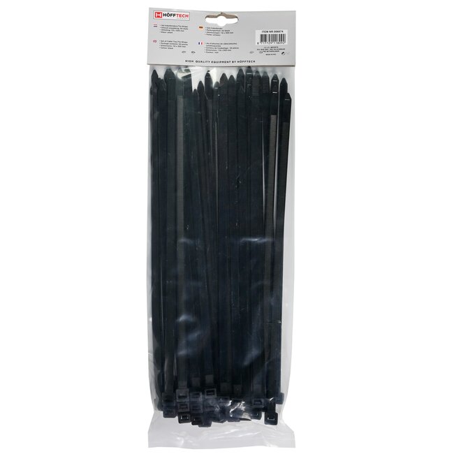 Hofftech Kabelbinders - UV-bestendig - Sterk nylon - 300 mm - Zwart - 50 stuks
