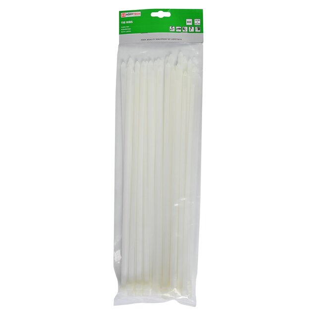 Hofftech Witte nylon kabelbinders - UV-bestendig - 370 mm - 50 stuks
