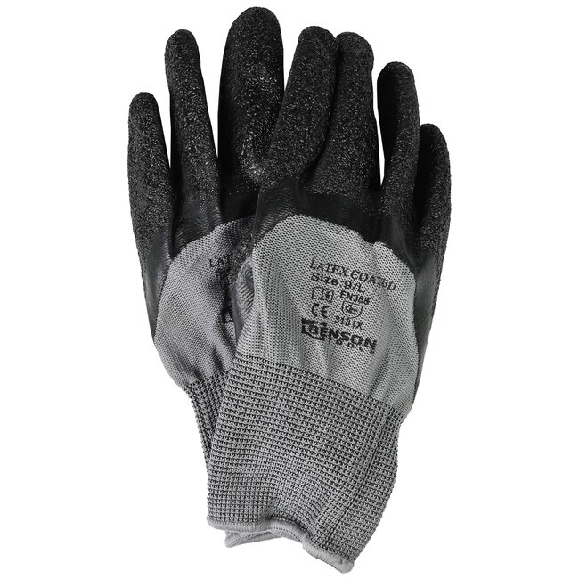 Benson Werkhandschoen - PU Flex - Rib - Vinger- en knokkelbescherming - Maat L - Grijs - 2 stuks