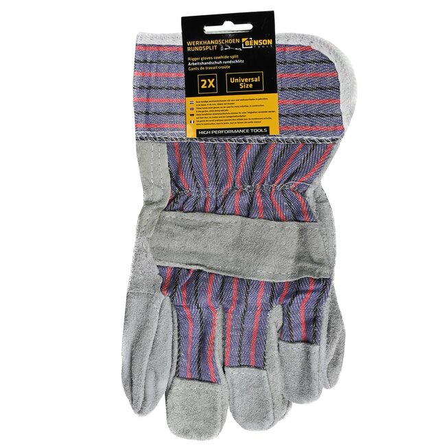 Benson Werkhandschoen rundsplit - XL - verstevigde handpalmen - polsbescherming - maat 10