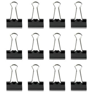 Benson Papierklemmen - 19 mm - Vernikkeld Zwart - Set van 12 - Grote Capaciteit