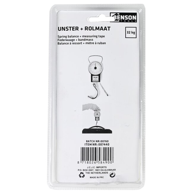 Benson Kofferweegschaal met rolmaat - Max 32 kg - Robuust en compact