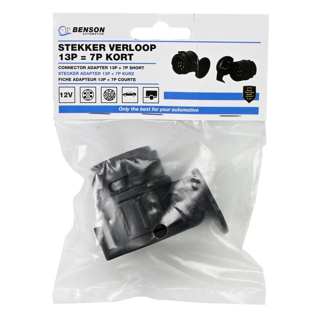 Benson Verloopstekker aanhanger - 13-polig naar 7-polig - duurzame ABS-constructie - messing contacten - vergrendelingshaak