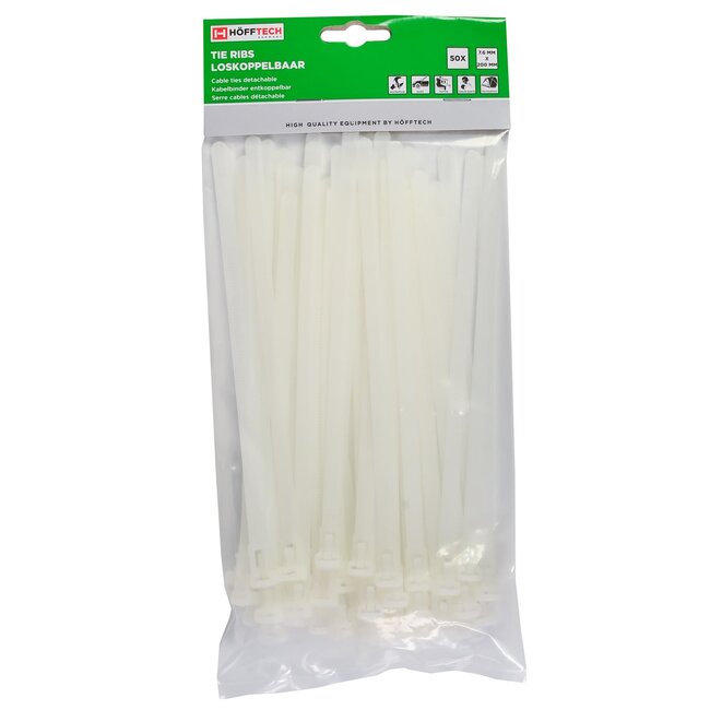 Hofftech Hersluitbare kabelbinders - 7.6 x 200 mm - wit - 50 stuks