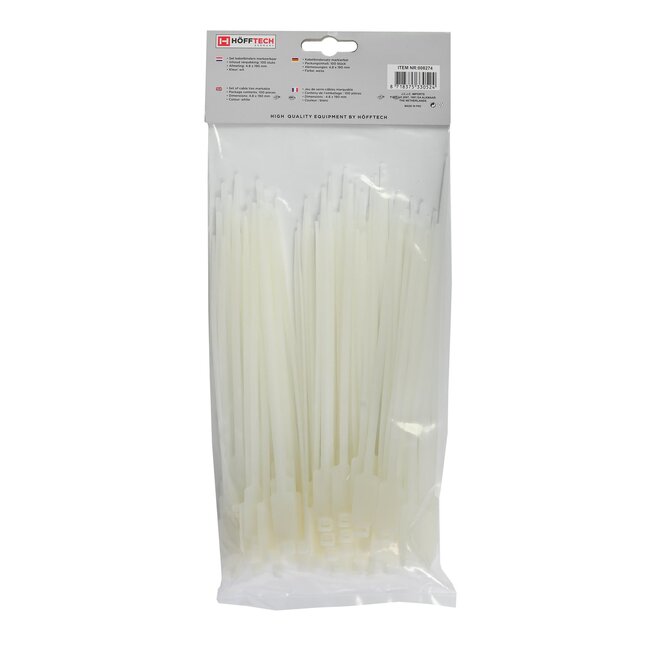 Hofftech Markeerbare kabelbinders - 4.8 x 190 mm - wit - set van 100 stuks
