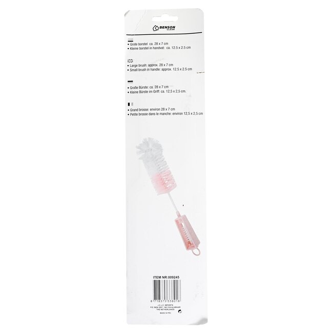Benson Flessenborstel set - 2-delig - roze of blauw - inclusief speenborstel