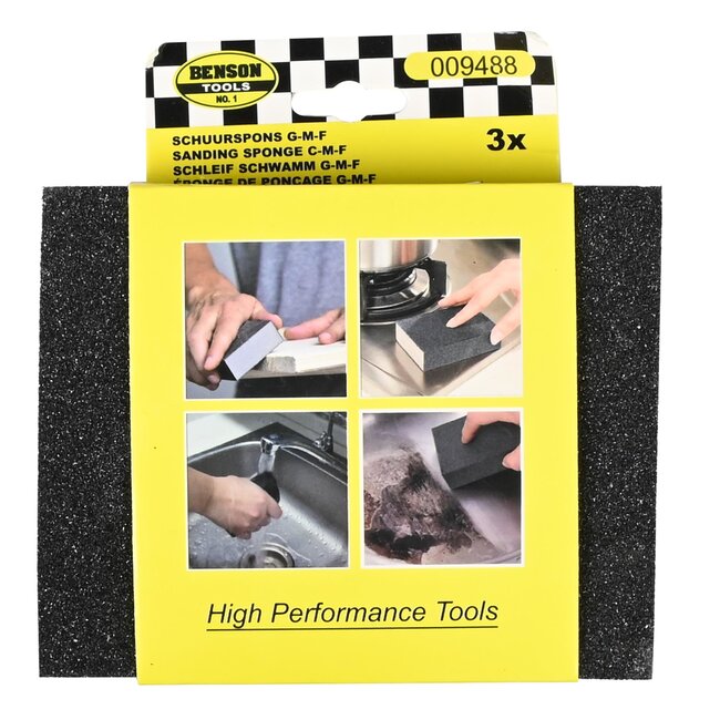 Benson Flexibele schuurspons - nat en droog schuren - korrel 80/180/240 - 120x100 mm