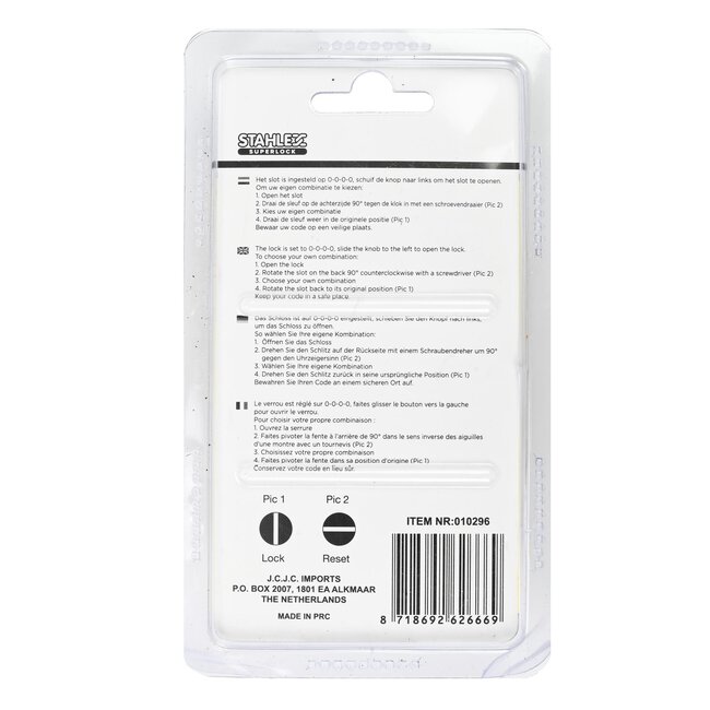 Stahlex Discus slot met cijferslot - RVS - Ø 70 mm - Weersbestendig - Sleutelloos