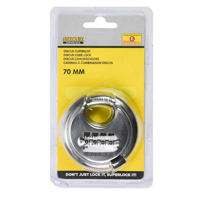 Stahlex Discus slot met cijferslot - RVS - Ø 70 mm - Weersbestendig - Sleutelloos