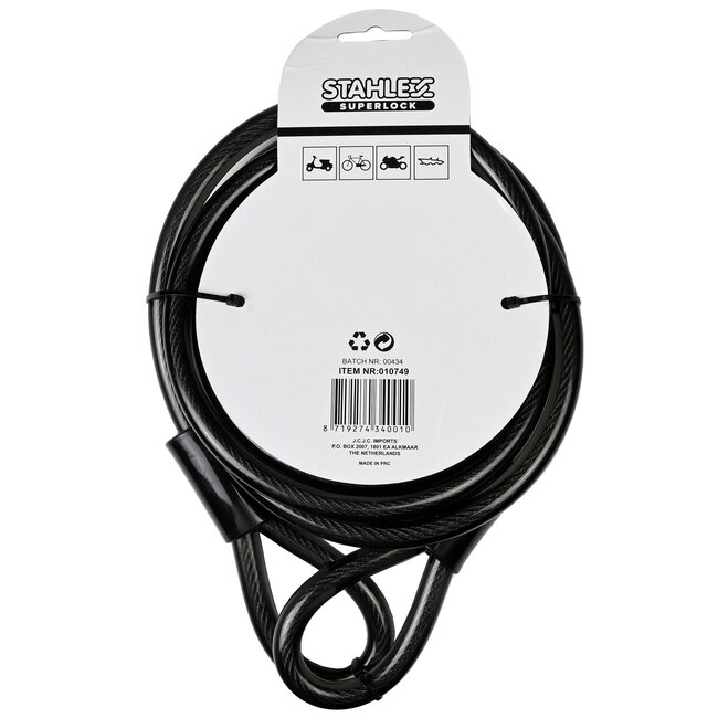 Stahlex Staalkabel met lussen - 2 meter - 12 mm - Geplastificeerd - Diefstalpreventie