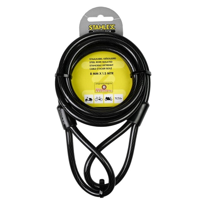 Stahlex Staalkabel met lussen - 1.5 meter - 8 mm dik - Geplastificeerd - Extra sterk en duurzaam
