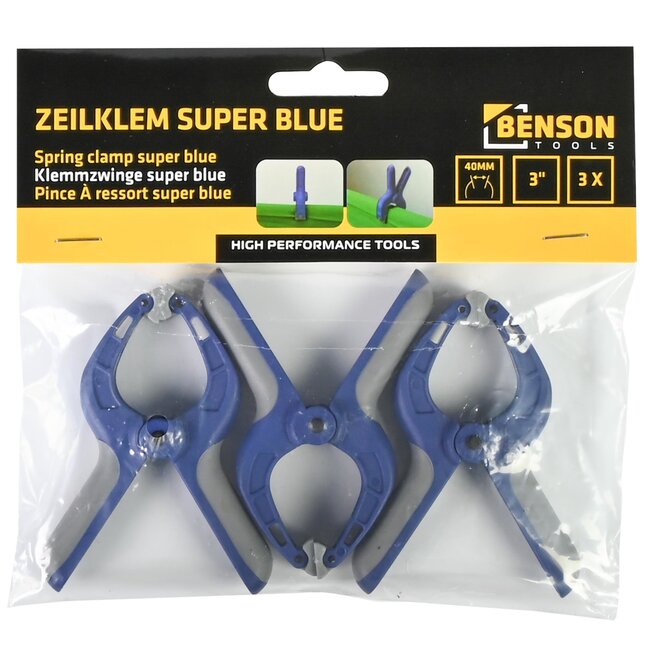 Benson Zeilklemmen - Krachtige veer - 75 mm - 3 stuks