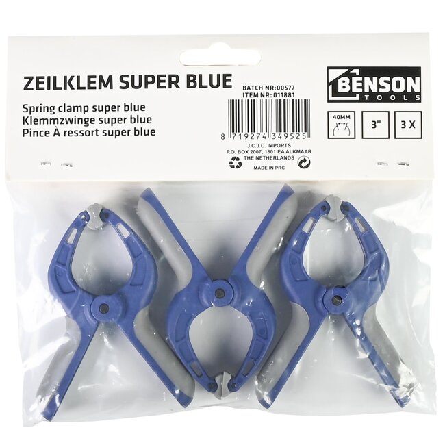 Benson Zeilklemmen - Krachtige veer - 75 mm - 3 stuks