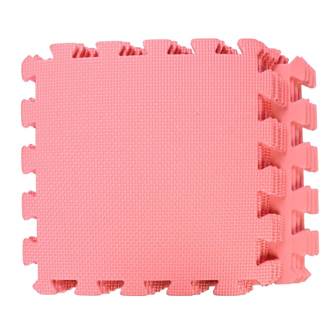Benson Roze puzzel vloertegels - foam - 30 x 30 cm - speelmat - 9 stuks - zacht en weerbestendig