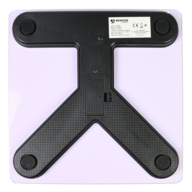 Benson Digitale personenweegschaal - wit - max 180 kg - antislip - automatische uitschakeling