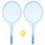 Benson Tennis set - plastic rackets - soft bal - 3-delig - blauw/geel - 2 personen