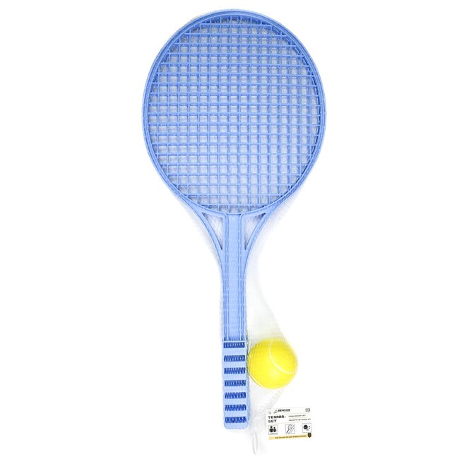 Benson Tennis set - plastic rackets - soft bal - 3-delig - blauw/geel - 2 personen