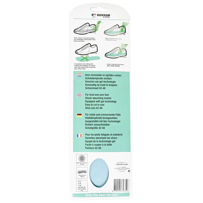 Benson Universele inlegzool - schokabsorberend - gel technologie - maat 42-48