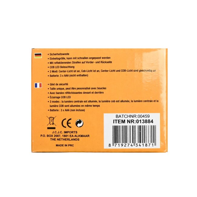 Benson Veiligheidsvest - Reflecterend - COB-LED - 3 standen - Felgeel - AAA batterijen