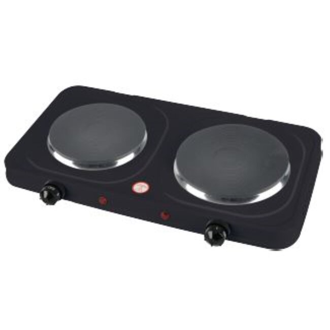 Benson Dubbele kookplaat - compact en krachtig - 1000/1500 watt - zwart