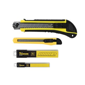 Benson Afbreekmessenset - 4 delig - Inclusief reserve mesjes - Ergonomisch ontwerp - Geel