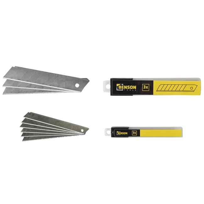 Benson Afbreekmessenset - 4 delig - Inclusief reserve mesjes - Ergonomisch ontwerp - Geel