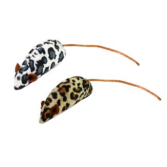 Benson Set kattenspeelgoed muizen - duurzaam en veilig - 2 stuks - wit/zwart en geel/bruin Benson Set kattenspeelgoed muizen - duurzaam en veilig - 2 stuks - wit/zwart en geel/bruin