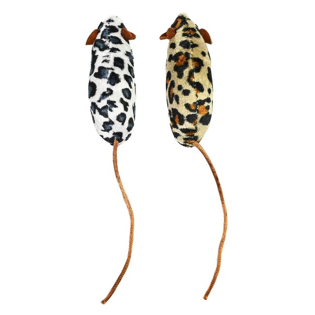 Benson Set kattenspeelgoed muizen - duurzaam en veilig - 2 stuks - wit/zwart en geel/bruin