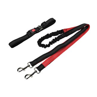 Benson Handsfree hondenriem - reflecterend - verstelbare tailleband - rood/zwart