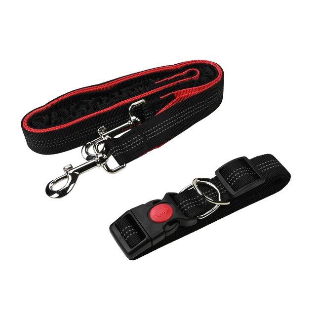 Benson Handsfree hondenriem - reflecterend - verstelbare tailleband - rood/zwart