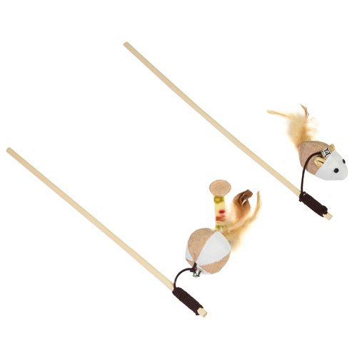 Benson Kattenspeelgoed - Hengel Speeltje - Wit / Kamille Bruin - 2 delig Benson Kattenspeelgoed - Hengel Speeltje - Wit / Kamille Bruin - 2 delig