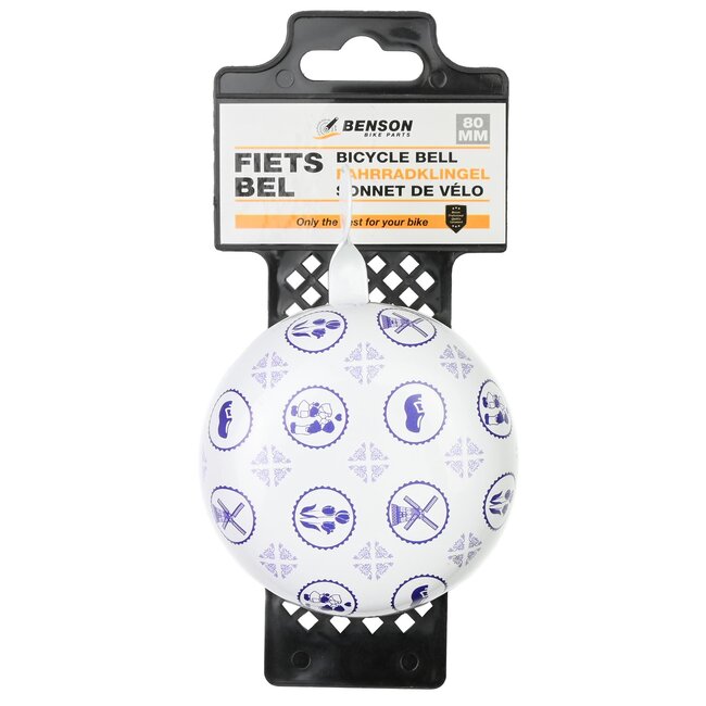 Benson Stijlvolle fietsbel - ding dong - Ø 80 mm - Holland print - blauw