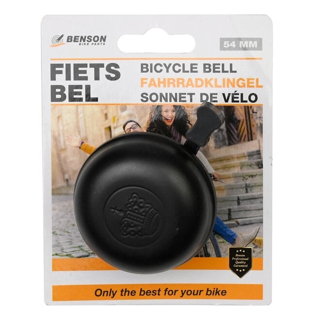 Benson Stijlvolle fietsbel - aluminium - mat zwart - Ø 54 mm - helder geluid