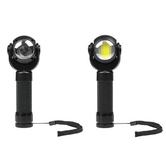 Benson Zaklamp met draaikop - LED + COB - 3 Watt - 200 lumen - zwart