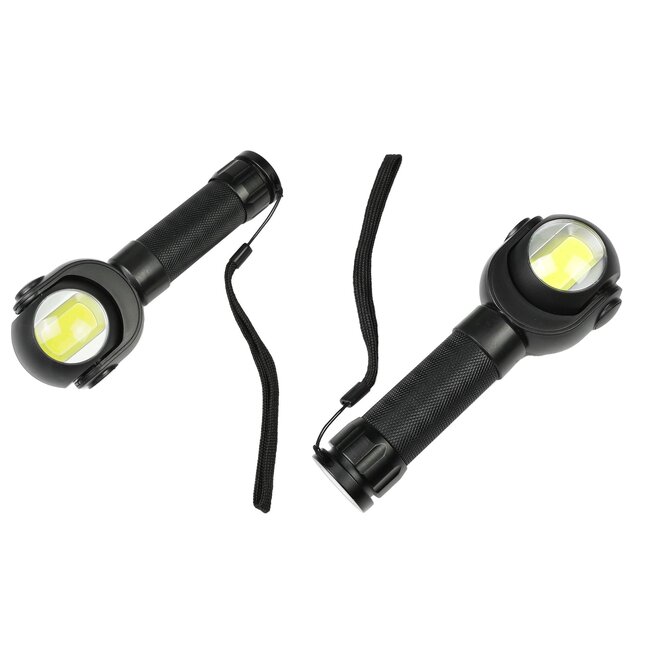 Benson Zaklamp met draaikop - LED + COB - 3 Watt - 200 lumen - zwart