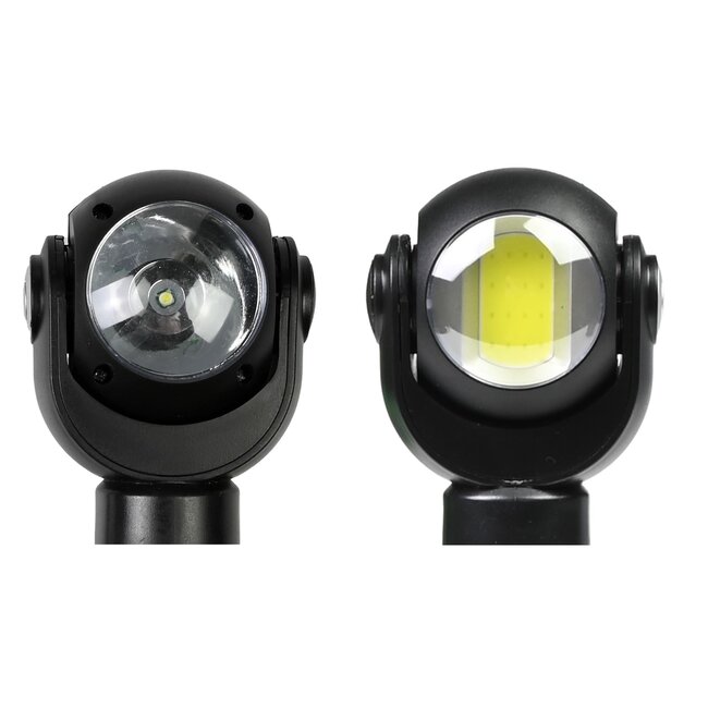 Benson Zaklamp met draaikop - LED + COB - 3 Watt - 200 lumen - zwart