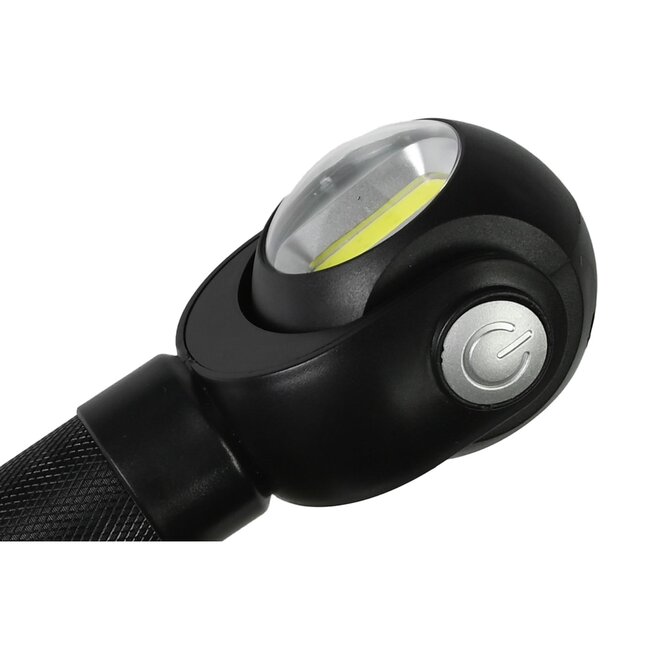Benson Zaklamp met draaikop - LED + COB - 3 Watt - 200 lumen - zwart