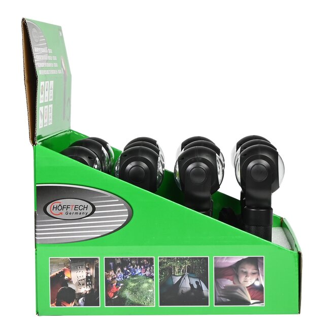 Benson Zaklamp met draaikop - LED + COB - 3 Watt - 200 lumen - zwart