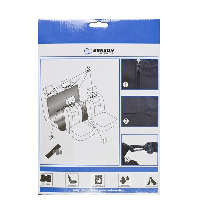 Benson Achterbankbeschermer - Waterbestendig Nylon - 130 x 135 cm - Zwart