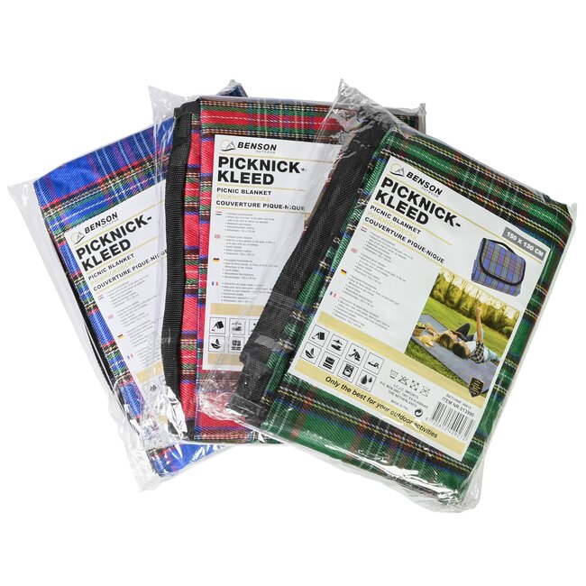 Benson Compact picknickkleed - waterbestendig - 150 x 130 cm - kleurenmix