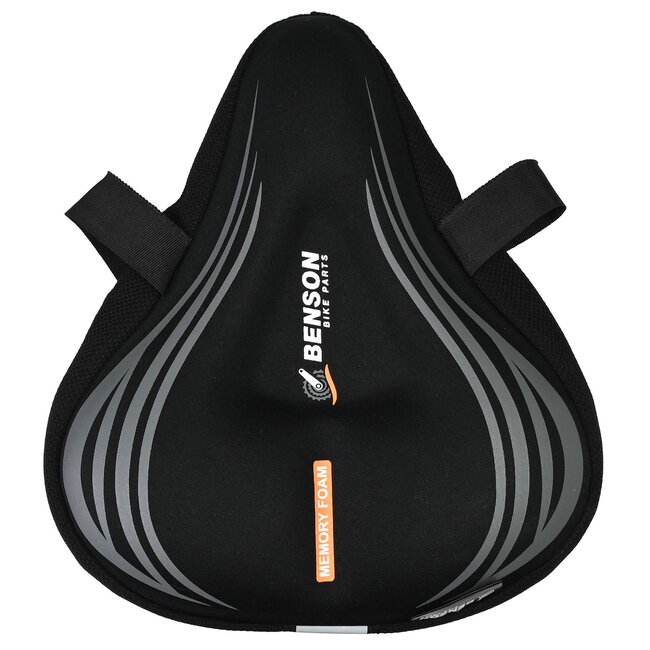 Benson Comfortabel fietszadeldek - Memory foam - Reflectie - 260 x 235 mm - Zwart