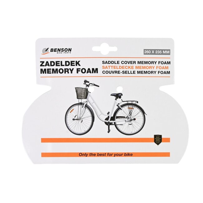 Benson Comfortabel fietszadeldek - Memory foam - Reflectie - 260 x 235 mm - Zwart
