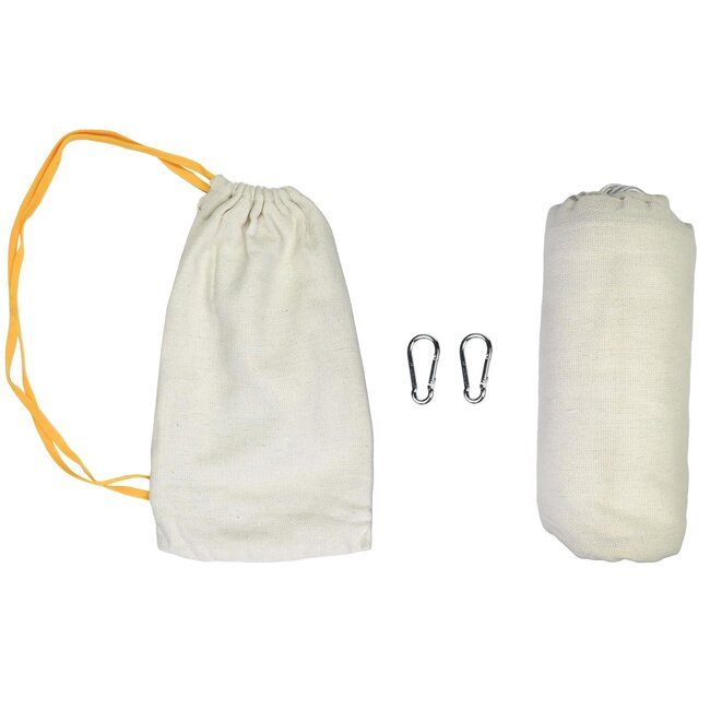 Benson Hangmat met karabijnhaak - Compleet - 200 x 100 cm - Beige - Inclusief touwen