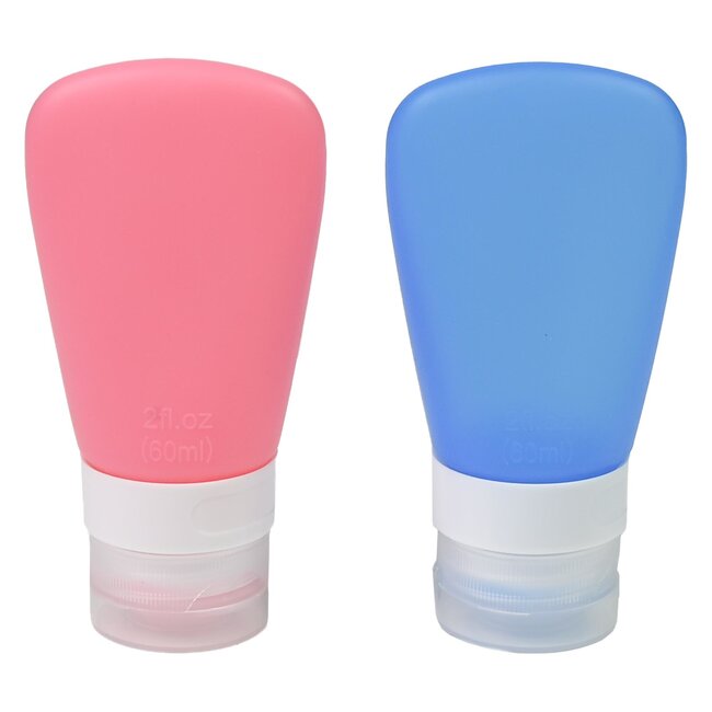 Benson Reisflesjes Set - Silicone - Blauw/Roze - 2 delig