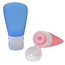 Benson Reisflesjes set - siliconen - anti-lek - 60 ml - blauw/roze - 2 stuks