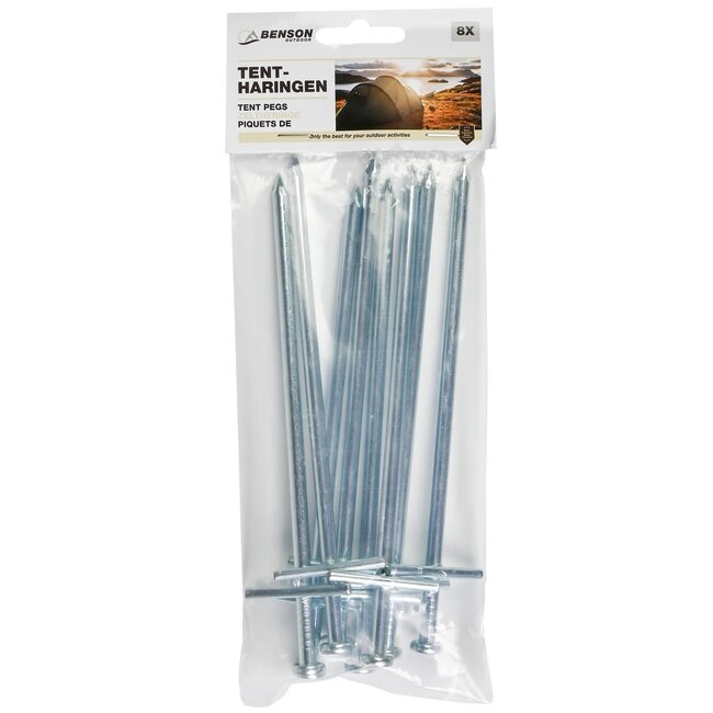 Benson Set tentharingen - duurzaam - 18 x 6 cm - 8 stuks - lichtgewicht